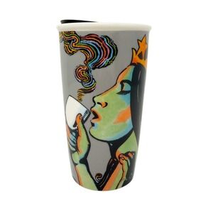 Starbucks 25th Anniversary Siren Mermaid‎ Ceramic Travel Tumbler with Lid